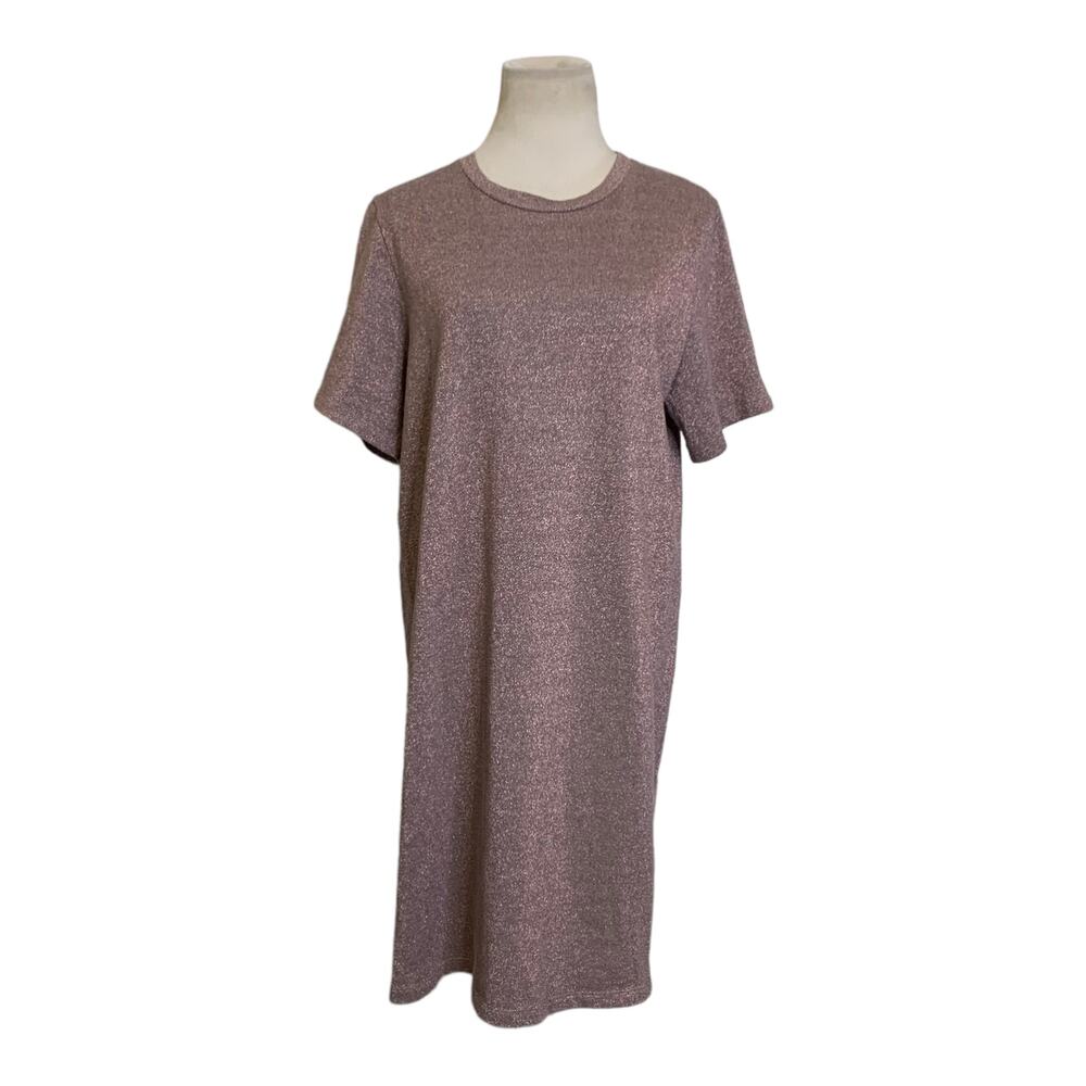 COS Shimmery pink short sleeves t-shirt mini dress size Medium - Picture 9 of 14